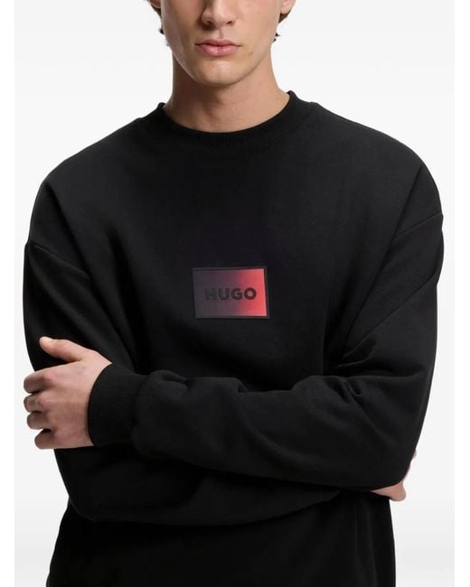HUGO Black Logo-Appliqué Sweatshirt for men