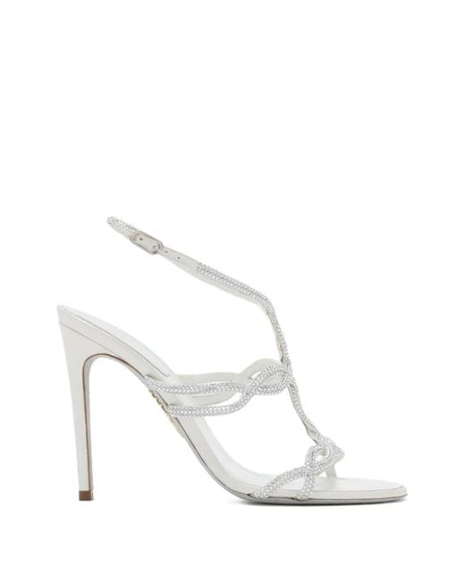 Rene Caovilla White Dalilah Crystal-Embellished Heeled Sandals