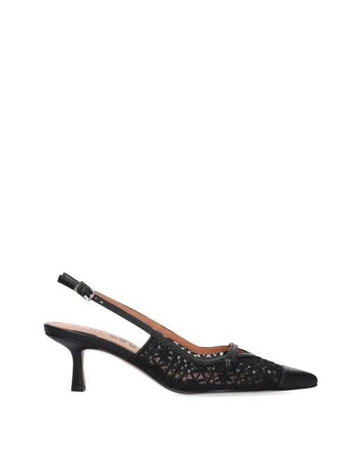 Bibi Lou Black Xaia Lace-Panelled Slingback Pumps