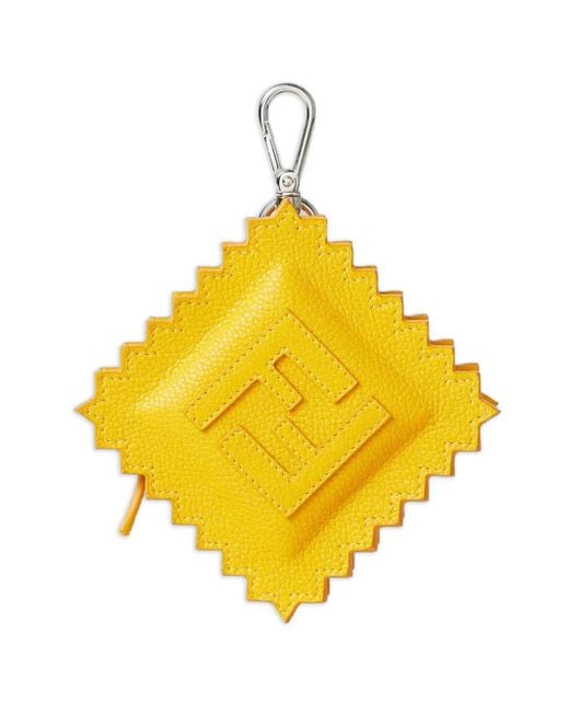 メンズ Fendi レザーキーホルダー Yellow
