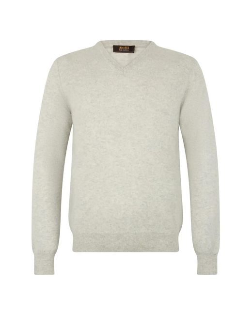 Moorer White V-Neck Sweater for men