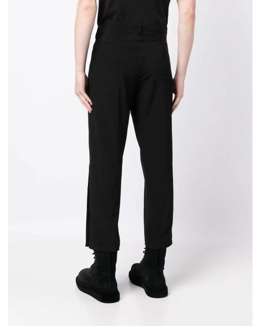 Yohji Yamamoto Black Cropped-Leg Trousers for men