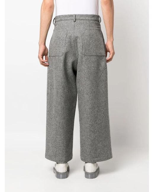 SAGE NATION Gray Cotton-Blend Wide-Leg Trousers for men