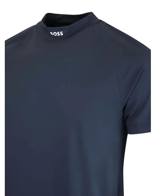 Boss Blue Logo-Print Raglan-Sleeve T-Shirt for men