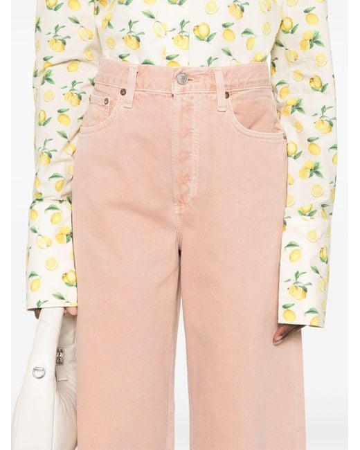 Agolde Pink Slung Mid-rise Straight Jeans