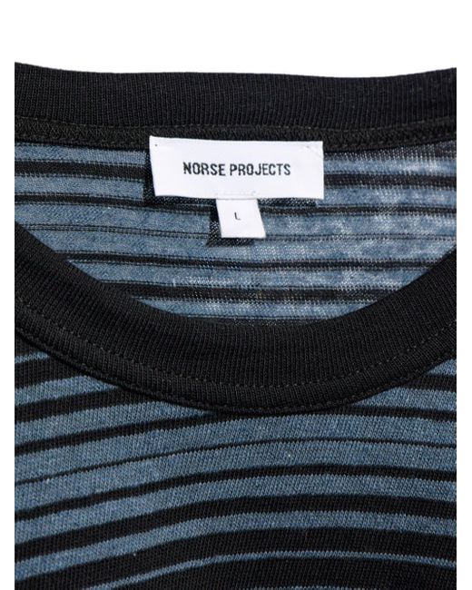 Norse Projects Blue Striped Cotton T-shirt for men