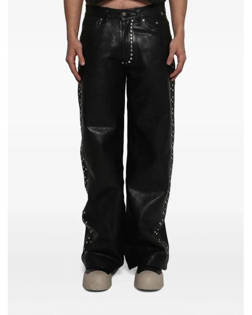 Earthling VIP Black Leather Studded Trousers for men