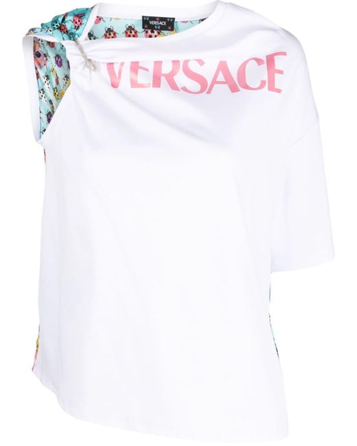 Versace Butterflies Logo T-shirt in het White