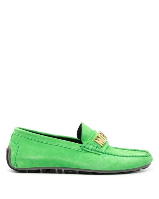 Moschino Loafer aus Wildleder mit Logo in Green für Herren