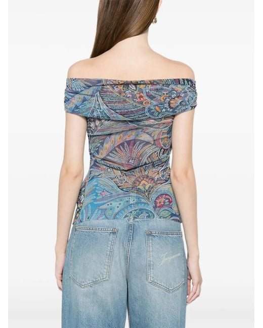 Etro Blue Straight Neck Top