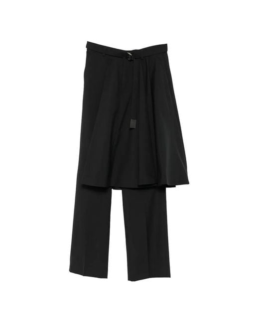 Sacai Black Pleated-Overlay Trousers