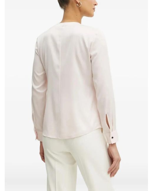 Boss White Pleated-Neck Shirt