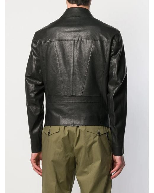Al Duca D'aosta Black Zipped Leather Jacket for men