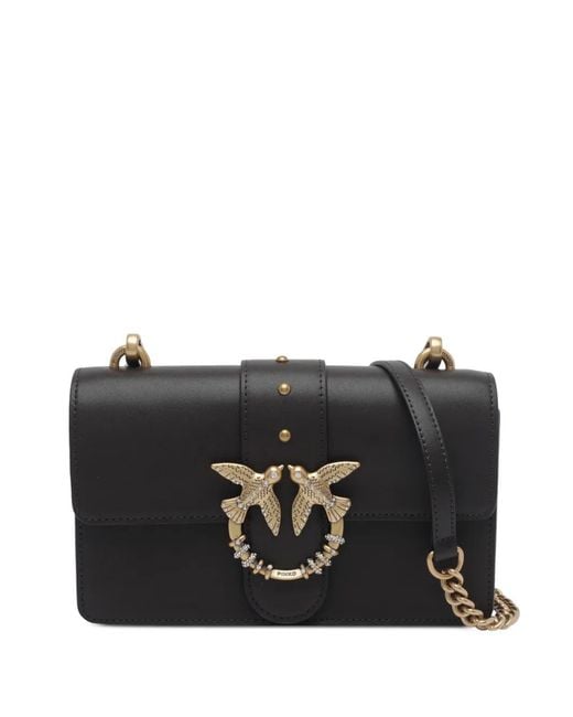 Pinko Black Mini Love Birds Shoulder Bag
