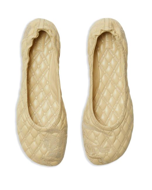 Burberry Natural Quilted Leather Ballerina Shoes
