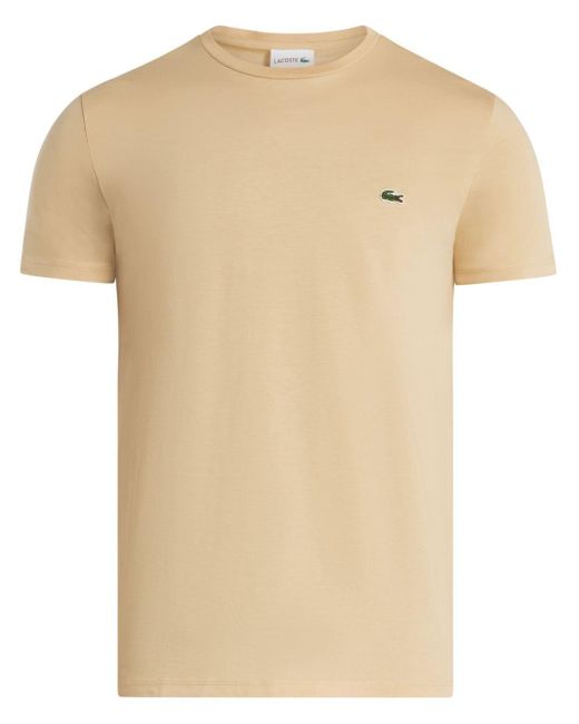 T-shirt en coton à patch logo Lacoste pour homme en coloris Natural