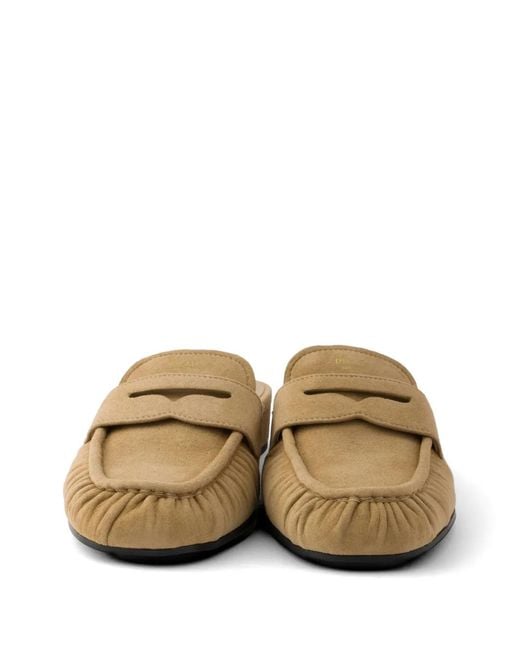 Prada Natural Suede Mules