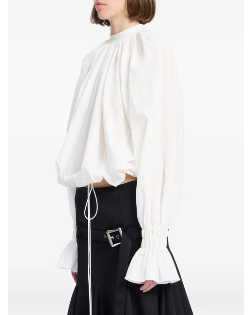 Ann Demeulemeester White Flared-Cuff Blouse