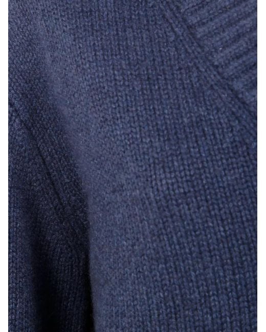 Lisa Yang Blue V-Neck Cashmere Sweater
