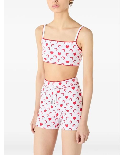 MARINE SERRE Red Moon Heart Mini Shorts