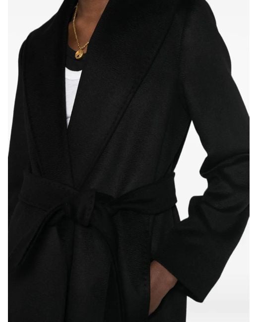Max Mara Black Loriana Long-Sleeve Belted Coat