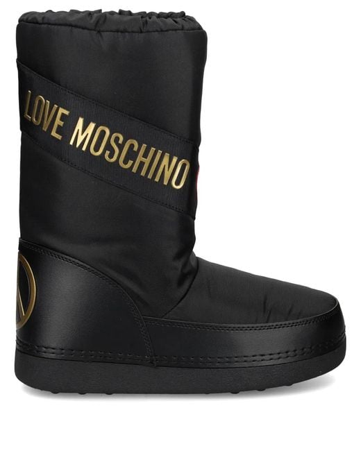 Love Moschino Black Logo-Print Snow Boots