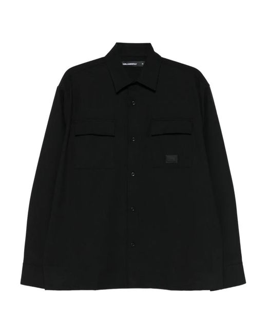 Karl Lagerfeld Black Patch-Pocket Shirt for men