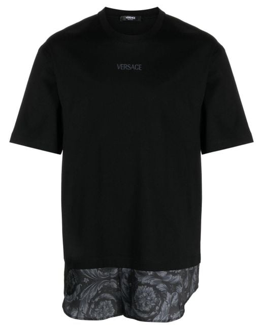 Versace Black Barocco-print Cotton T-shirt for men