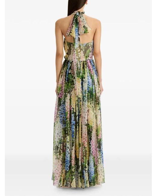 Oscar de la Renta Metallic Foxglove Chiffon Gown