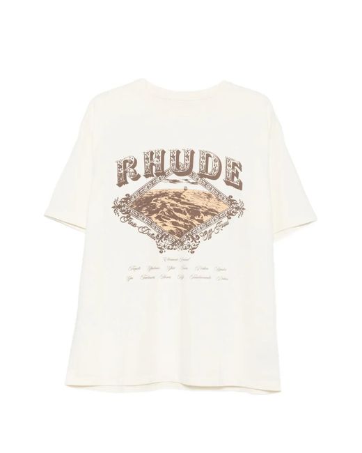 Rhude White Graphic-Print T-Shirt for men