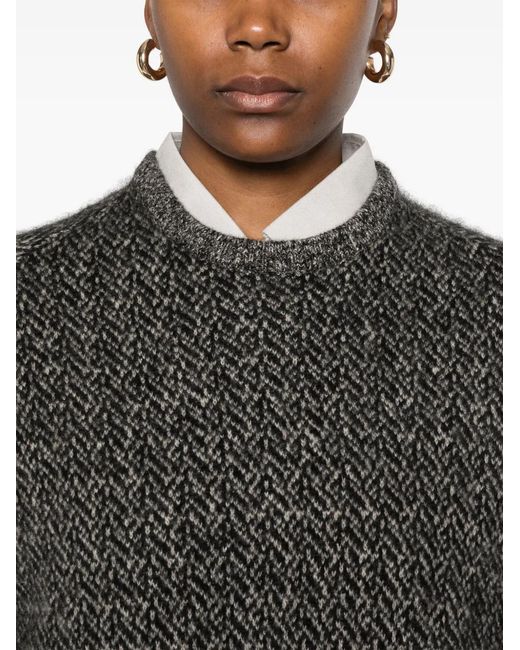 Frenckenberger Gray Herringbone-Pattern Sweater