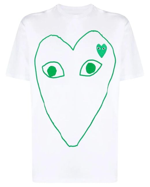 COMME DES GARÇONS PLAY Blue Heart-Printed T-Shirt