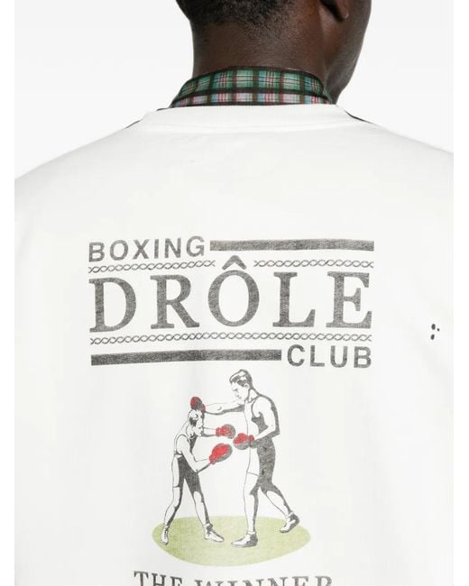 Drole de Monsieur White Drôle Boxers Graphic-Print Sweatshirt for men
