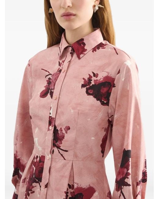 Robe-Chemise À Fleurs Erdem en coloris Pink