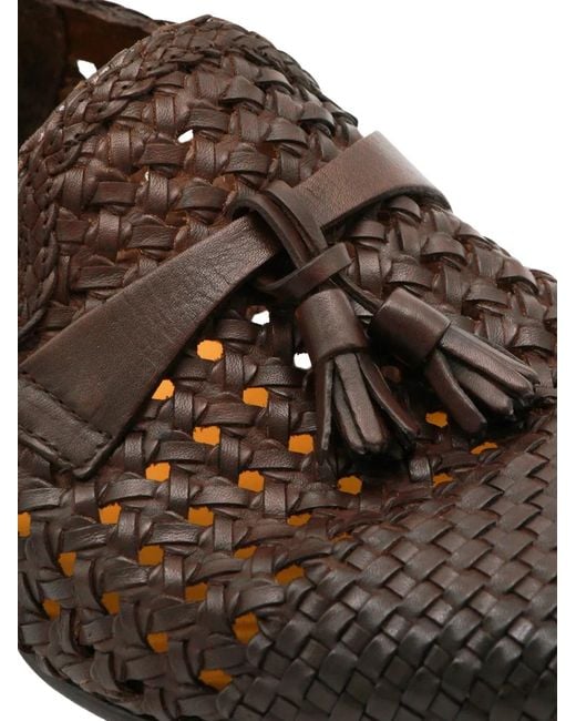 Doucal's Brown Woven Tassel Loafers for men