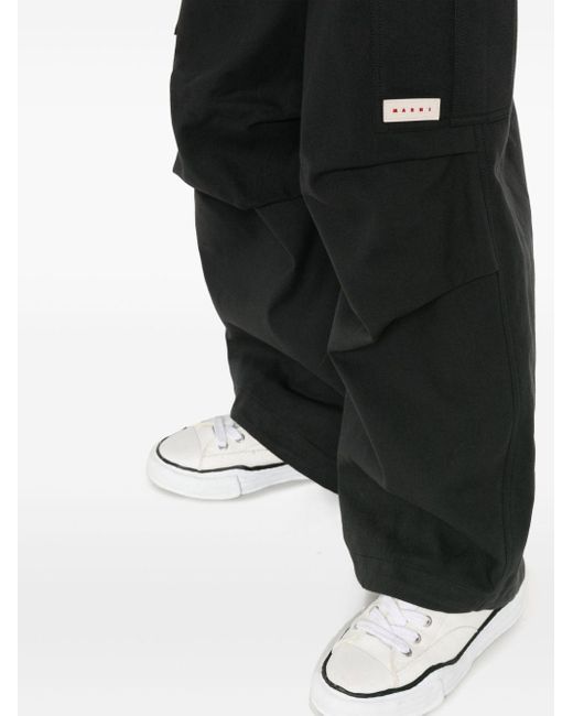 Marni Black Logo-Patch Cargo Trousers for men