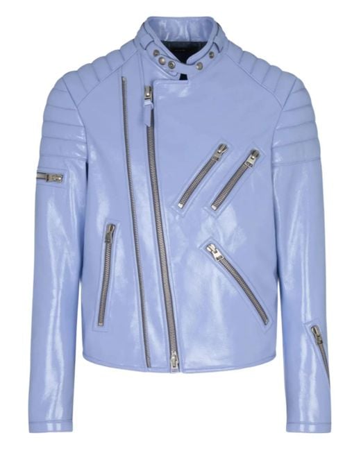 Tom Ford Bikerjacke Aus Leder in Blue für Herren