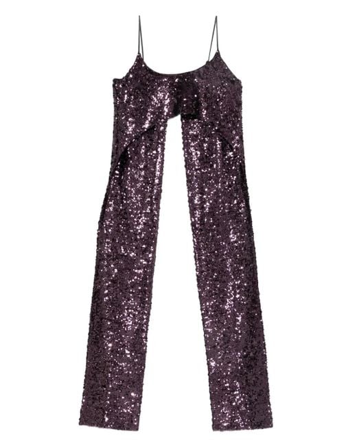 Rabanne Purple Sequinned Sleeveless Top