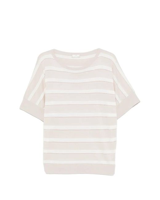 Panicale White Striped Short-Sleeve Top
