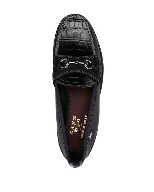 G.H.BASS Black X Nicholas Daley Leather Loafers for men