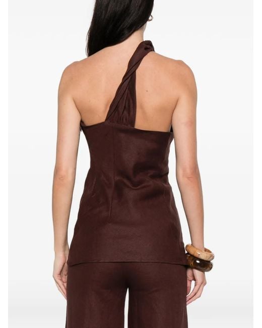 Faithfull The Brand Brown Agua One-Shoulder Top