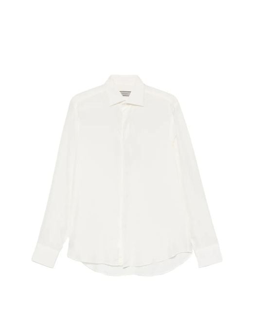 Canali White Spread-Collar Shirt for men