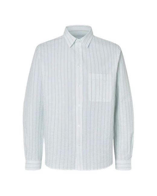 Samsøe & Samsøe White Pocket Striped Shirt for men