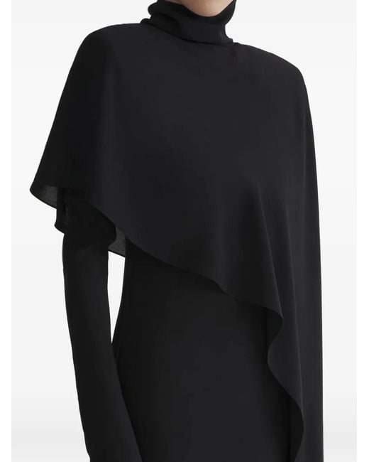 Mugler Black Asymmetric Roll-Neck Dress