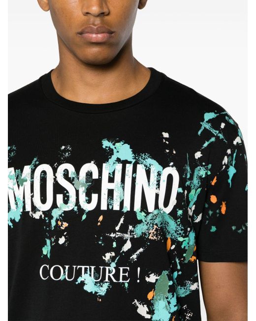 T-shirt con stampa di Moschino in Black da Uomo