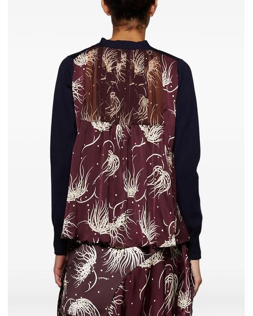 Sacai Blue Panelled Cardigan