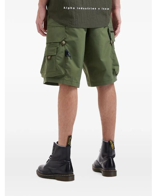 Izzue Green Cargo Pocket Shorts for men