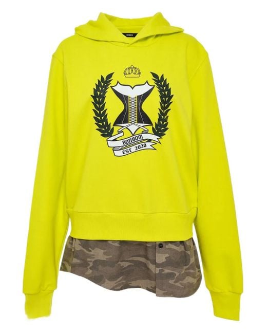 BONBOM Yellow Layered-Effect Hoodie