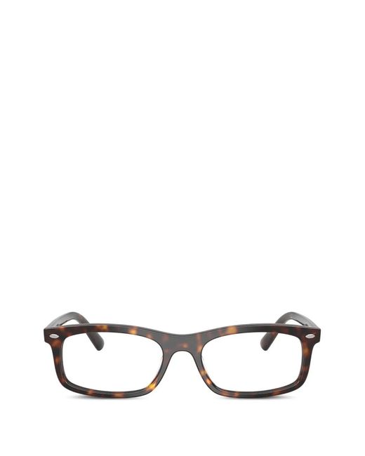 Ray-Ban White Tortoiseshell-Effect Rectangle-Frame Glasses