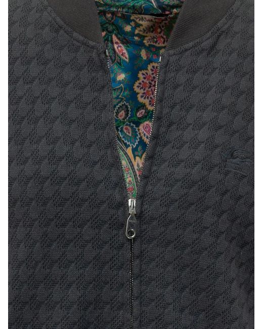 Etro Blue Patterned Bomber Jacket for men